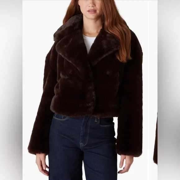 BLANKNYC Crop Faux Fur Jacket in Americano (dark brown) – ONLY WORN ONCE - Picture 1 of 7